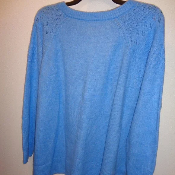 Evri Women's Plus Size Crewneck Pointelle Sweater Size 2X NWT Blue - Picture 11 of 11